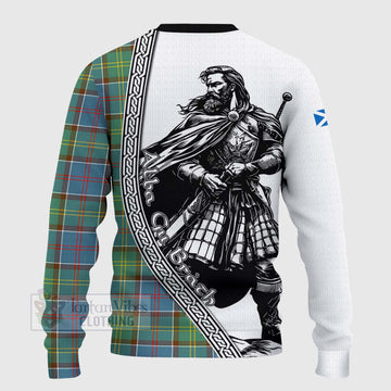 Colville Tartan Clan Crest Knitted Sweater with Highlander Warrior Celtic Style