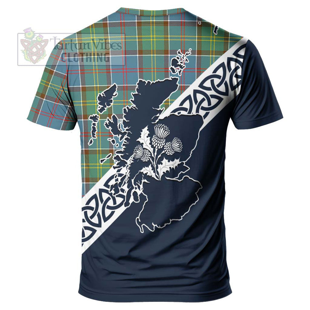 Colville Tartan T-Shirt Featuring Thistle and Scotland Map