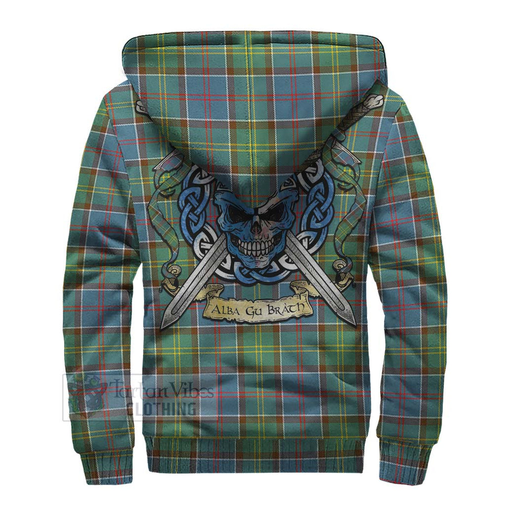 Tartan Vibes Clothing Colville Tartan Sherpa Hoodie with Family Crest Celtic Skull Style