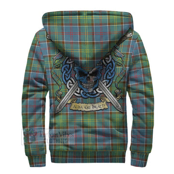 Colville Tartan Sherpa Hoodie with Family Crest Celtic Skull Style