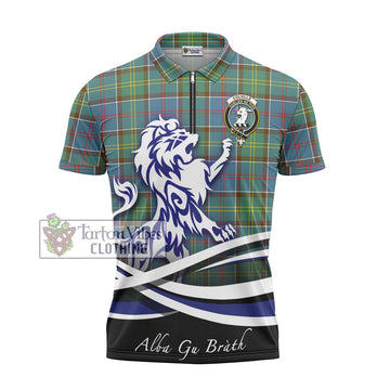 Colville Tartan Zipper Polo Shirt with Alba Gu Brath Regal Lion Emblem