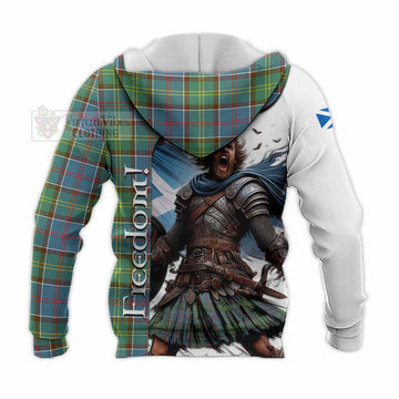 Colville Crest Tartan Knitted Hoodie Inspired by the Freedom of Scottish Warrior