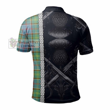 Colville Tartan Polo Shirt with Family Crest Cross Sword Thistle Celtic Vibes