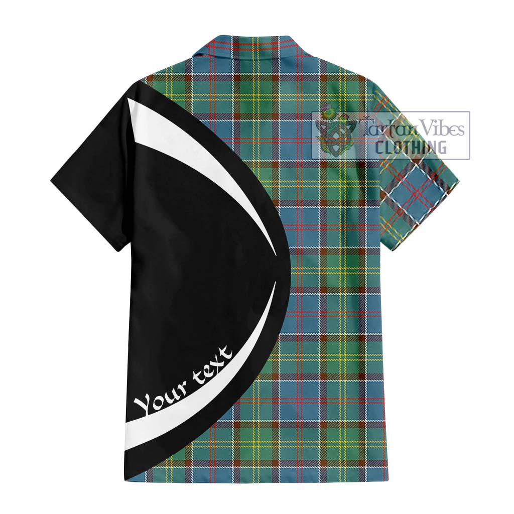 Colville Tartan Short Sleeve Button Up with Family Crest Circle Style - Tartan Vibes Clothing