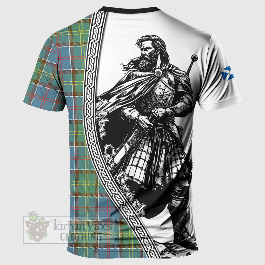 Tartan Vibes Clothing Colville Tartan Clan Crest T-Shirt with Highlander Warrior Celtic Style