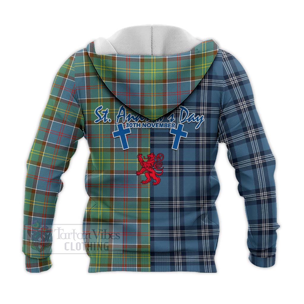 Tartan Vibes Clothing Colville Tartan Knitted Hoodie Happy St. Andrew's Day Half Tartan Style