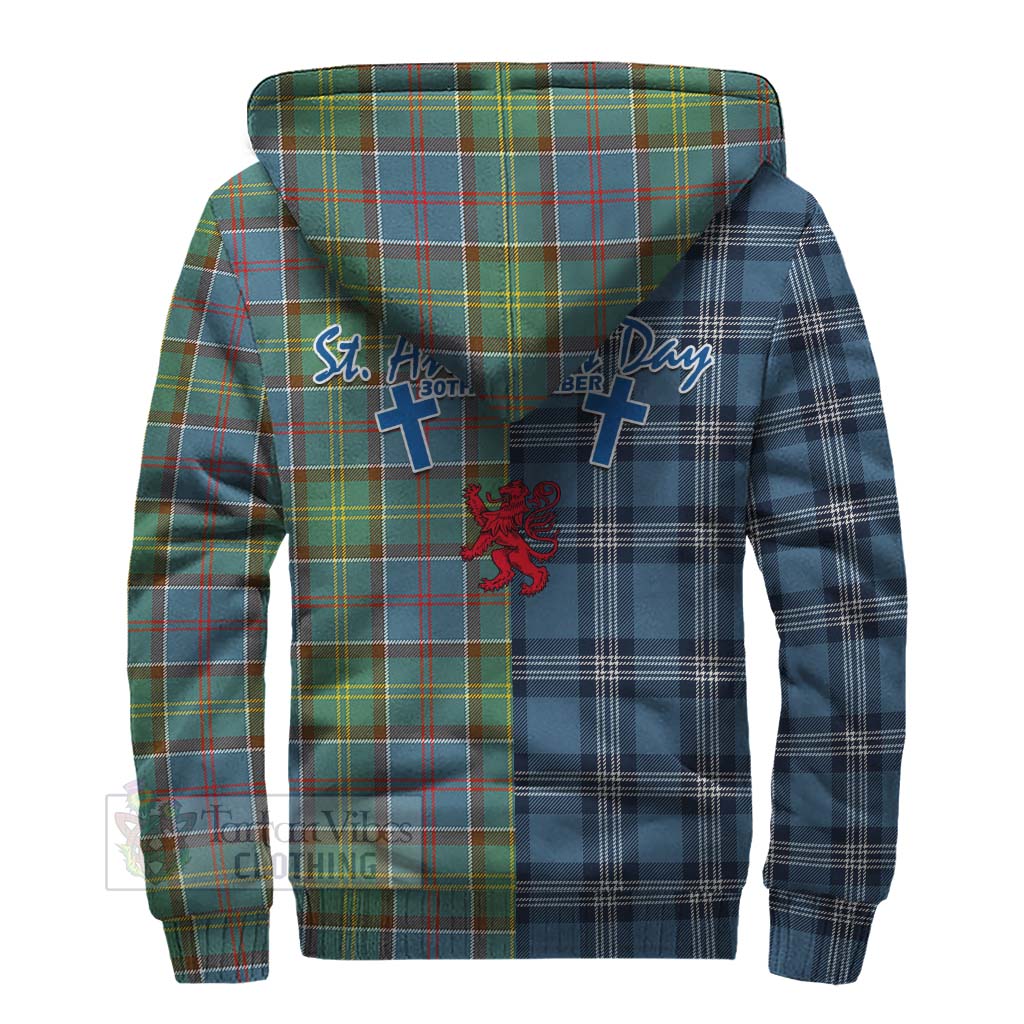 Tartan Vibes Clothing Colville Tartan Sherpa Hoodie Happy St. Andrew's Day Half Tartan Style