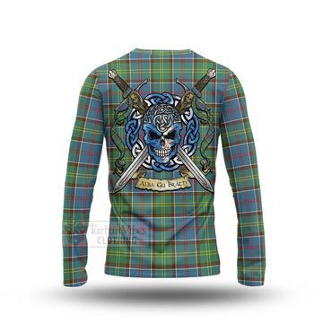 Colville Tartan Long Sleeve T-Shirt with Family Crest Celtic Skull Style