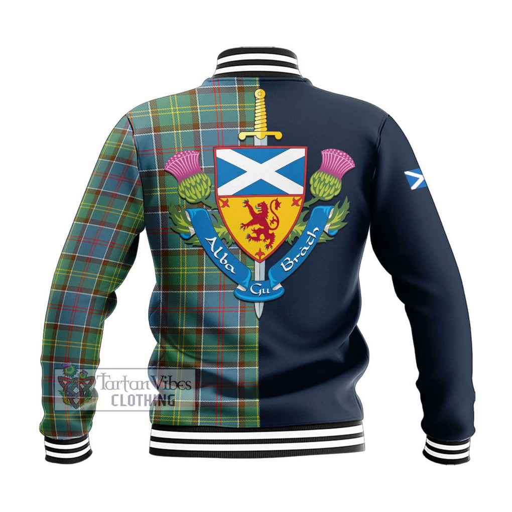 Tartan Vibes Clothing Colville Tartan Baseball Jacket with Scottish Lion Royal Arm Half Style