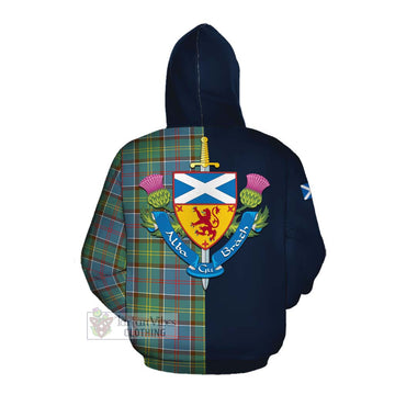 Colville Tartan Cotton Hoodie Alba with Scottish Lion Royal Arm Half Style