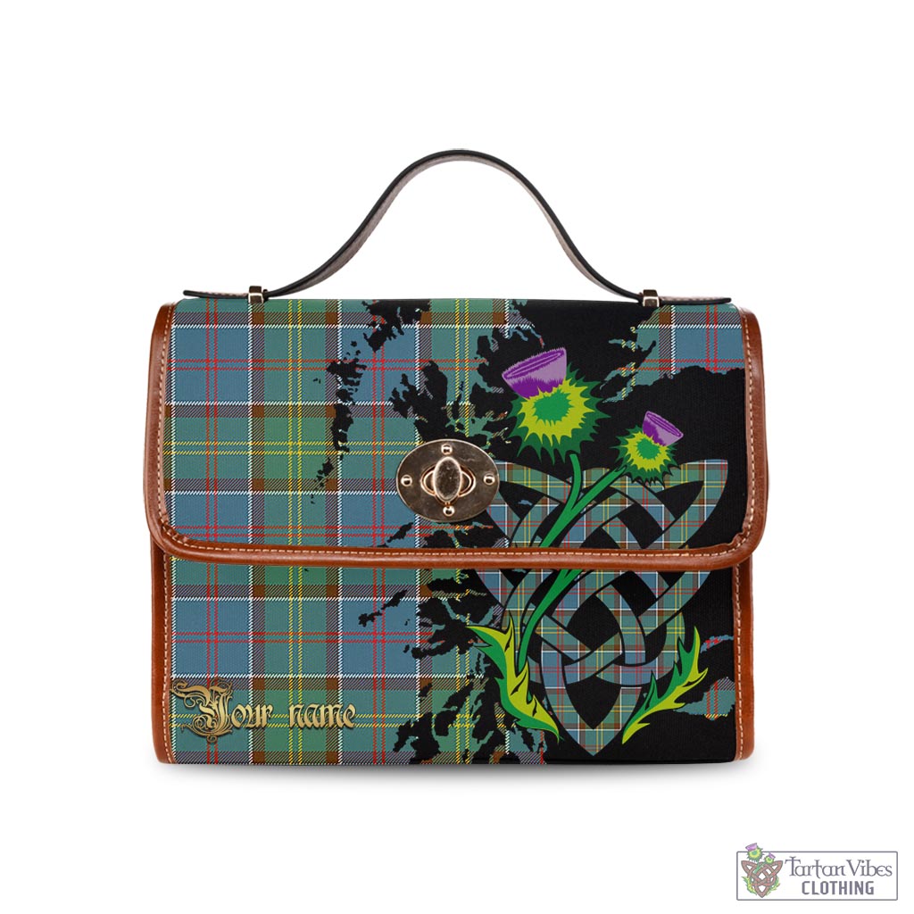 Tartan Vibes Clothing Colville Tartan Waterproof Canvas Bag with Scotland Map and Thistle Celtic Accents