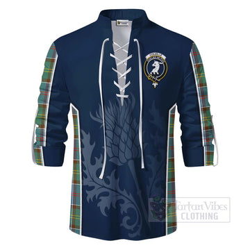 Colville Tartan Ghillie Kilt Shirt with Family Crest and Scottish Thistle Vibes Sport Style