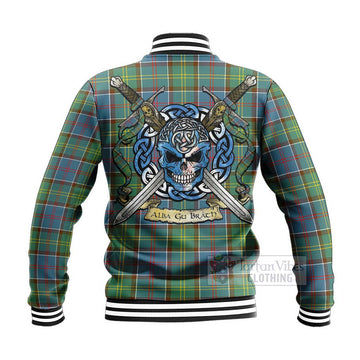 Colville Tartan Baseball Jacket with Family Crest Celtic Skull Style