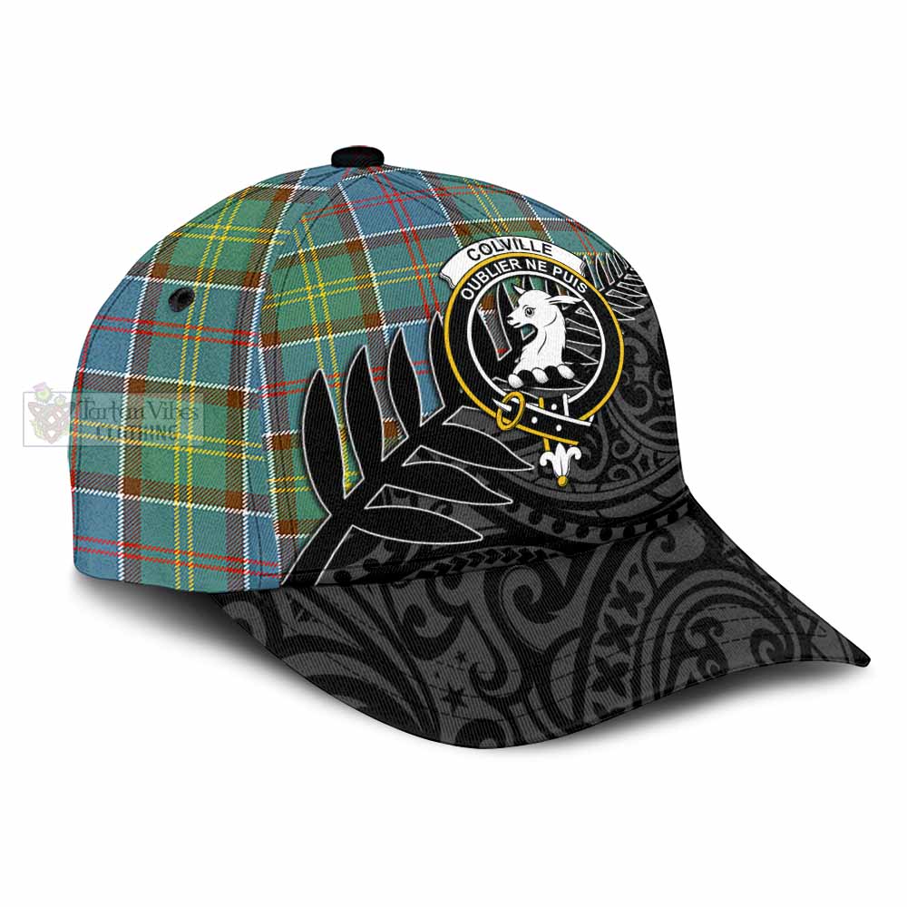 Tartan Vibes Clothing Colville Tartan Classic Cap with New Zealand Silver Fern Half Style