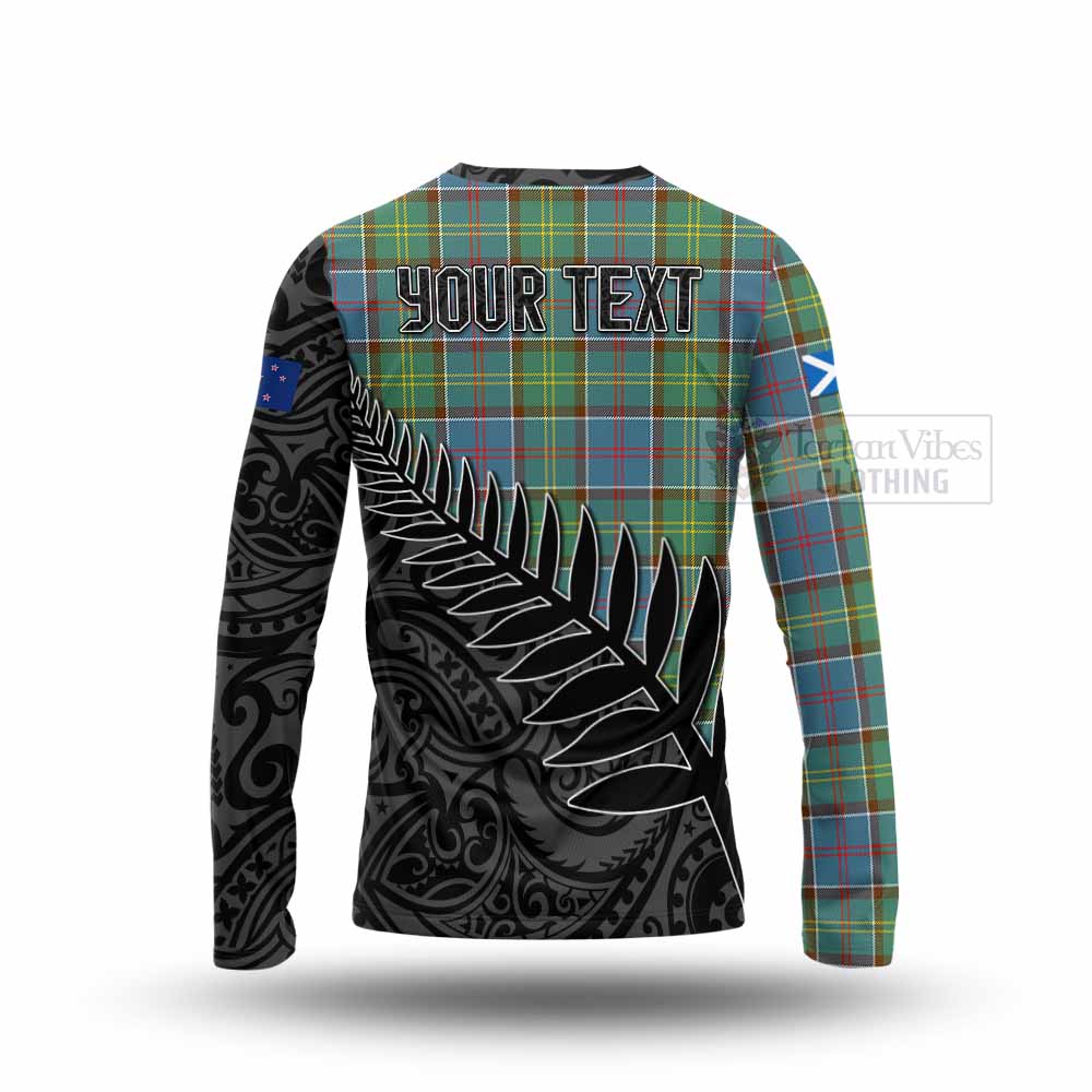 Tartan Vibes Clothing Colville Crest Tartan Long Sleeve T-Shirt with New Zealand Silver Fern Half Style