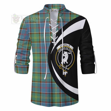 Colville Tartan Ghillie Kilt Shirt with Family Crest Circle Style