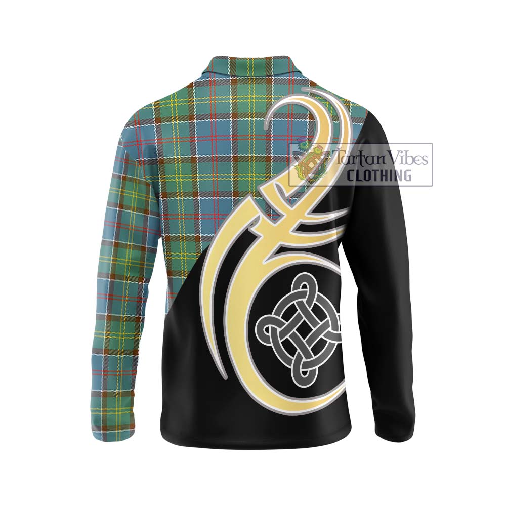 Colville Tartan Long Sleeve Polo Shirt with Family Crest and Celtic Symbol Style - Tartan Vibes Clothing