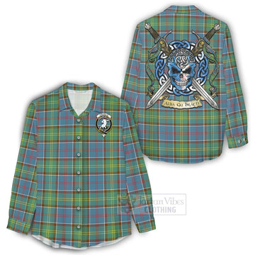 Colville Tartan Women's Casual Shirt with Family Crest Celtic Skull Style