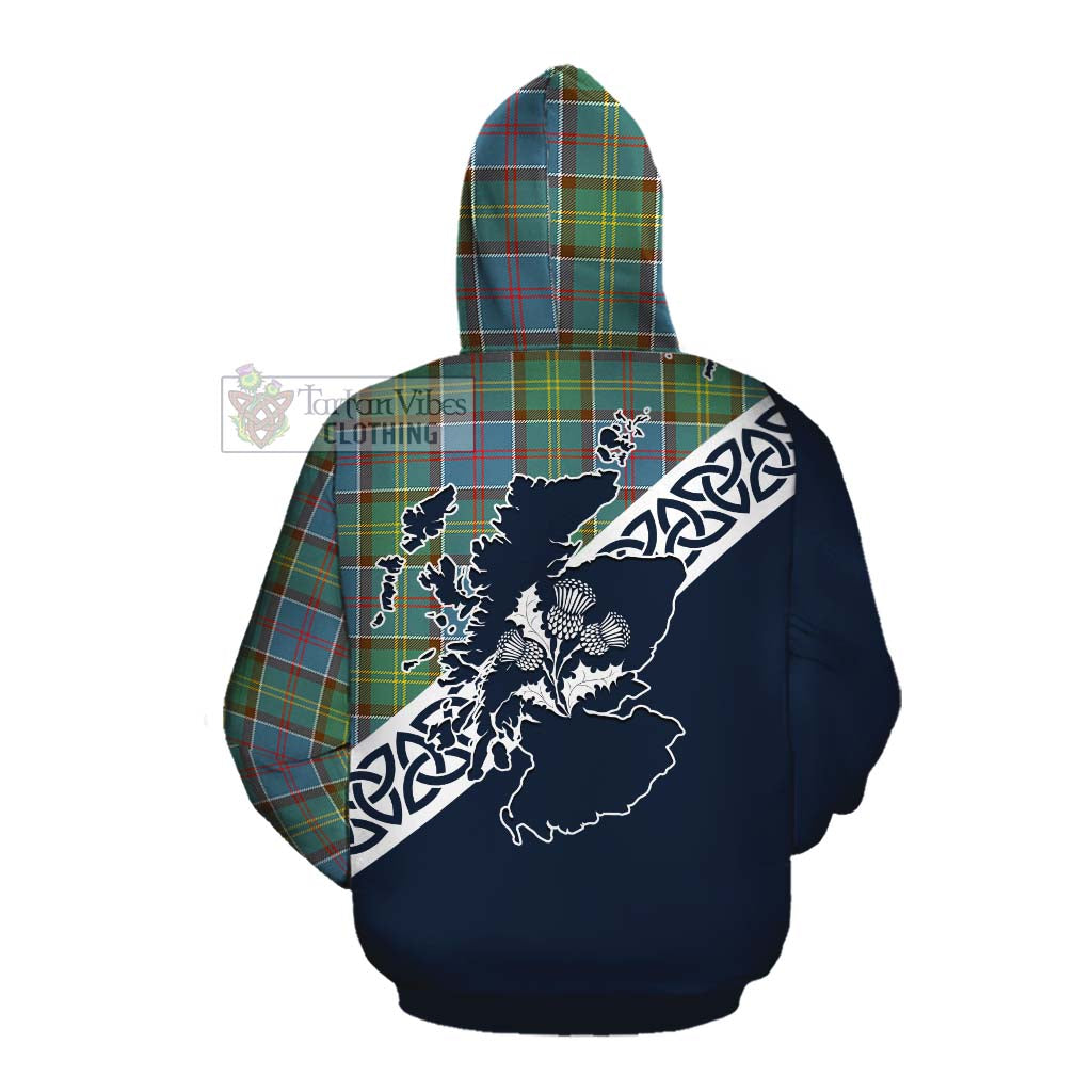 Tartan Vibes Clothing Colville Tartan Cotton Hoodie Featuring Thistle and Scotland Map