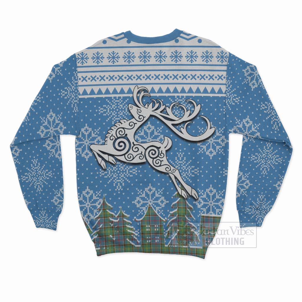 Tartan Vibes Clothing Colville Clan Christmas Sweatshirt Celtic Reindeer Style