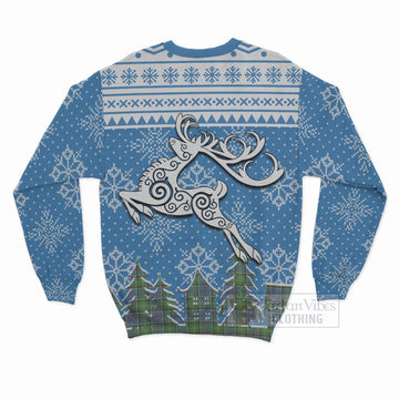 Colville Clan Christmas Sweatshirt Celtic Reindeer Style