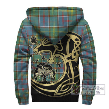 Colville Tartan Sherpa Hoodie with Family Crest Celtic Wolf Style