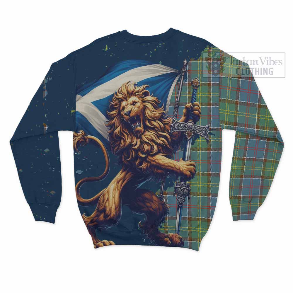 Tartan Vibes Clothing Colville Tartan Family Crest Sweatshirt with Scottish Majestic Lion