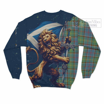 Colville Tartan Family Crest Sweatshirt with Scottish Majestic Lion