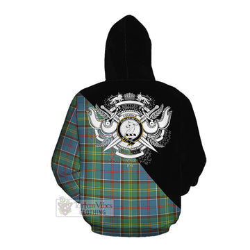 Colville Tartan Cotton Hoodie with Family Crest and Military Logo Style