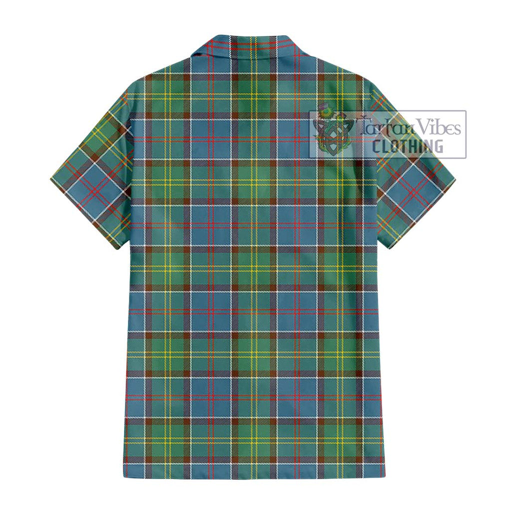 Colville Tartan Short Sleeve Button Shirt with Family Crest DNA In Me Style - Tartanvibesclothing Shop