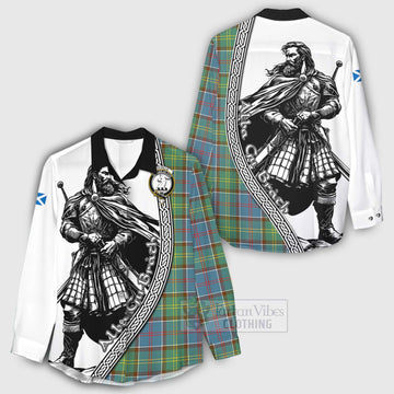 Colville Tartan Clan Crest Women's Casual Shirt with Highlander Warrior Celtic Style