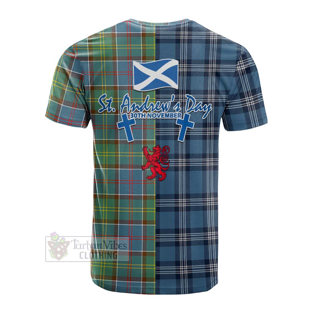 Tartan Vibes Clothing Colville Tartan Cotton T-shirt Happy St. Andrew's Day Half Tartan Style