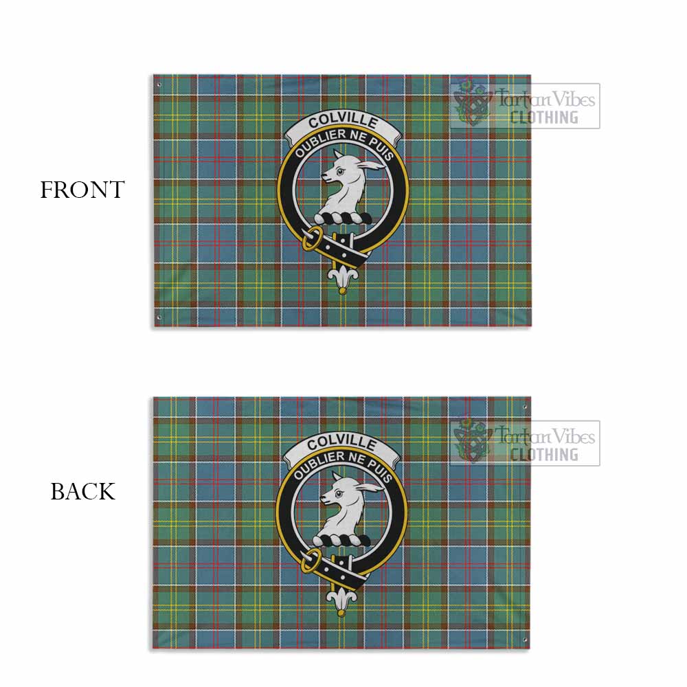 Tartan Vibes Clothing Colville Tartan House Flag with Family Crest