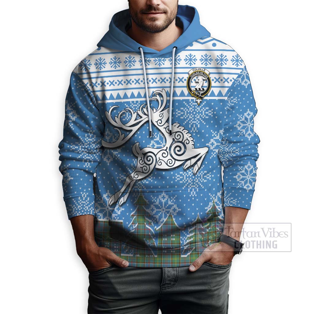 Tartan Vibes Clothing Colville Clan Christmas Hoodie Celtic Reindeer Style