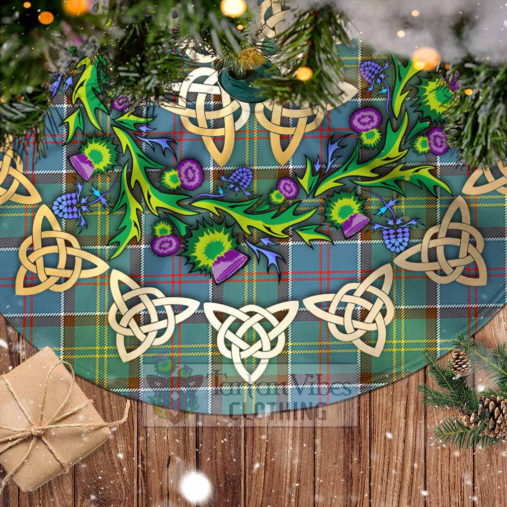 Tartan Vibes Clothing Colville Tartan Christmas Tree Skirt with Thistle Celtic Knot Style