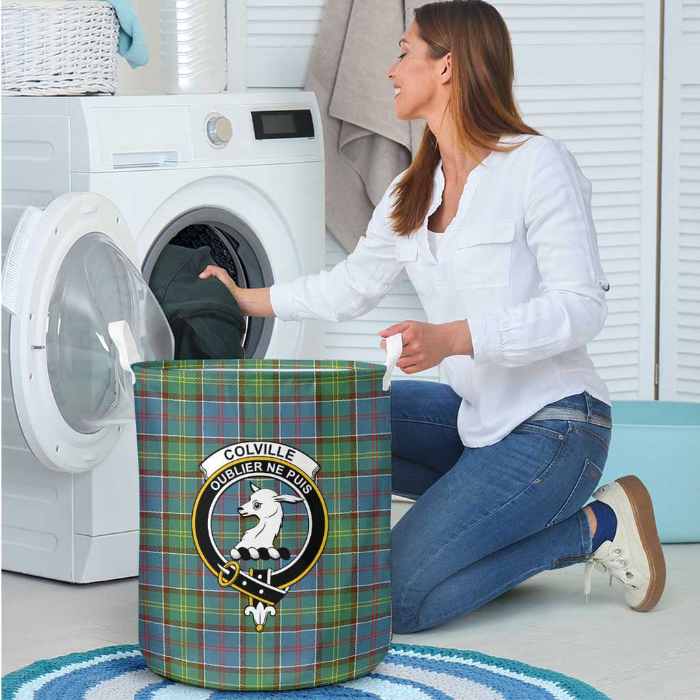 Colville Tartan Laundry Basket with Family Crest - Tartanvibesclothing Shop