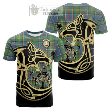 Colville Tartan Cotton T-shirt with Family Crest Celtic Wolf Style