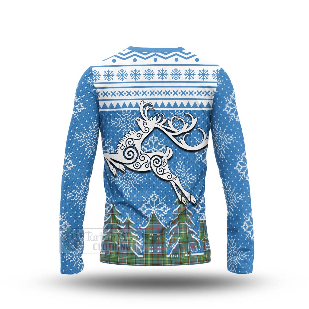 Tartan Vibes Clothing Colville Clan Christmas Long Sleeve T-Shirt Celtic Reindeer Style