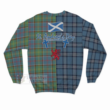 Colville Tartan Sweatshirt Happy St. Andrew's Day Half Tartan Style