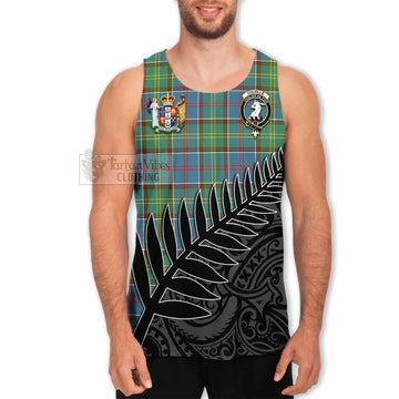 Colville Crest Tartan Men's Tank Top with New Zealand Silver Fern Half Style