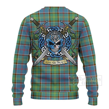 Colville Tartan Ugly Sweater with Family Crest Celtic Skull Style