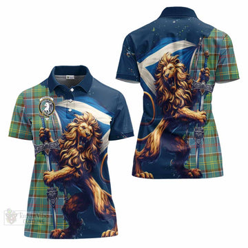 Colville Tartan Family Crest Women's Polo Shirt with Scottish Majestic Lion