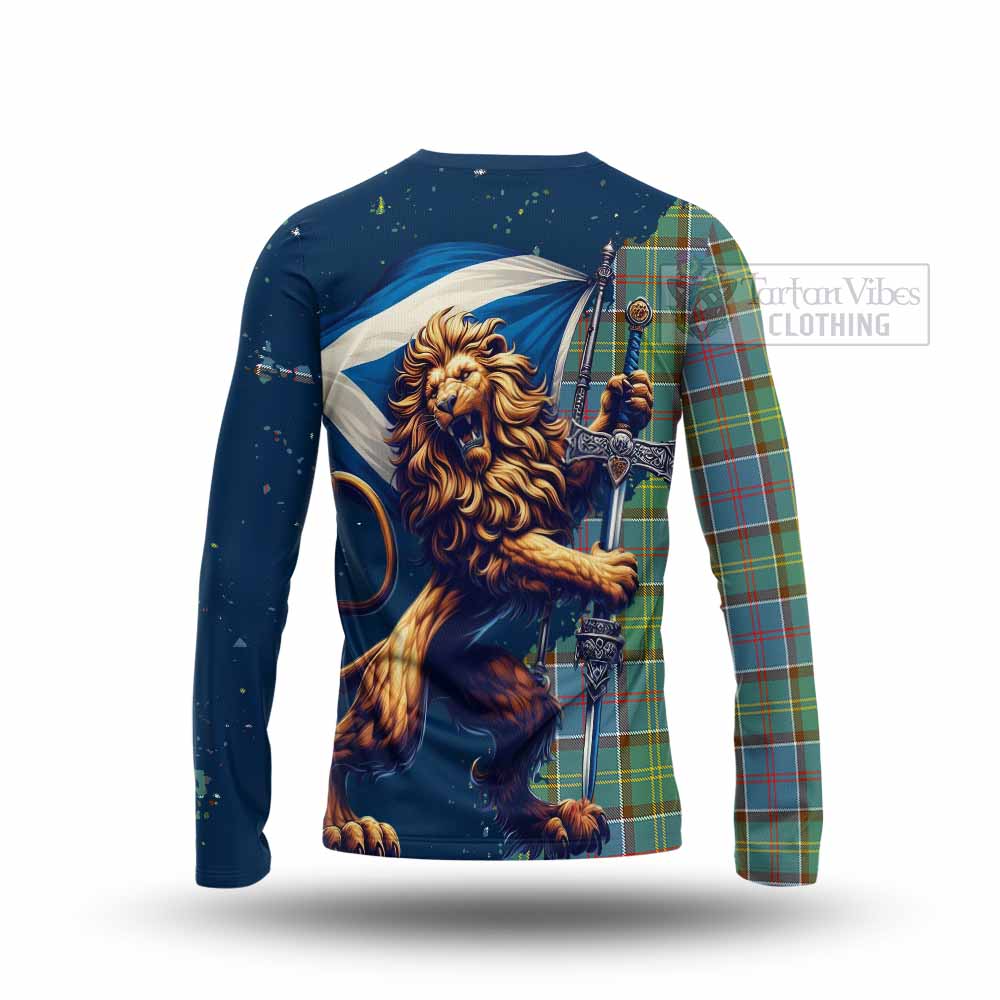 Tartan Vibes Clothing Colville Tartan Family Crest Long Sleeve T-Shirt with Scottish Majestic Lion