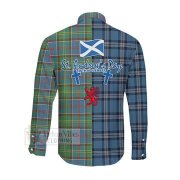 Colville Tartan Long Sleeve Button Shirt Happy St. Andrew's Day Half Tartan Style