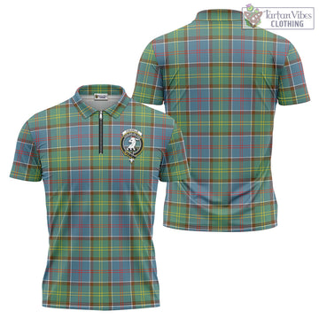 Colville Tartan Zipper Polo Shirt with Family Crest