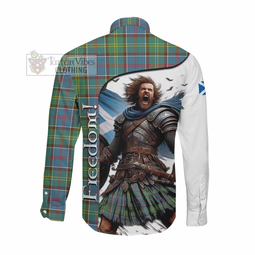 Tartan Vibes Clothing Colville Crest Tartan Long Sleeve Button Shirt Inspired by the Freedom of Scottish Warrior