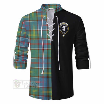 Colville Tartan Ghillie Kilt Shirt with Family Crest and Half Of Me Style