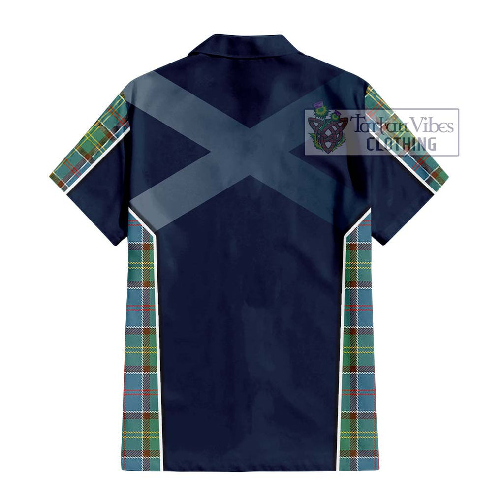 Colville Tartan Short Sleeve Button Shirt with Family Crest and Lion Rampant Vibes Sport Style - Tartan Vibes Clothing