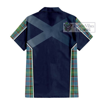 Colville Tartan Short Sleeve Button Shirt with Family Crest and Lion Rampant Vibes Sport Style