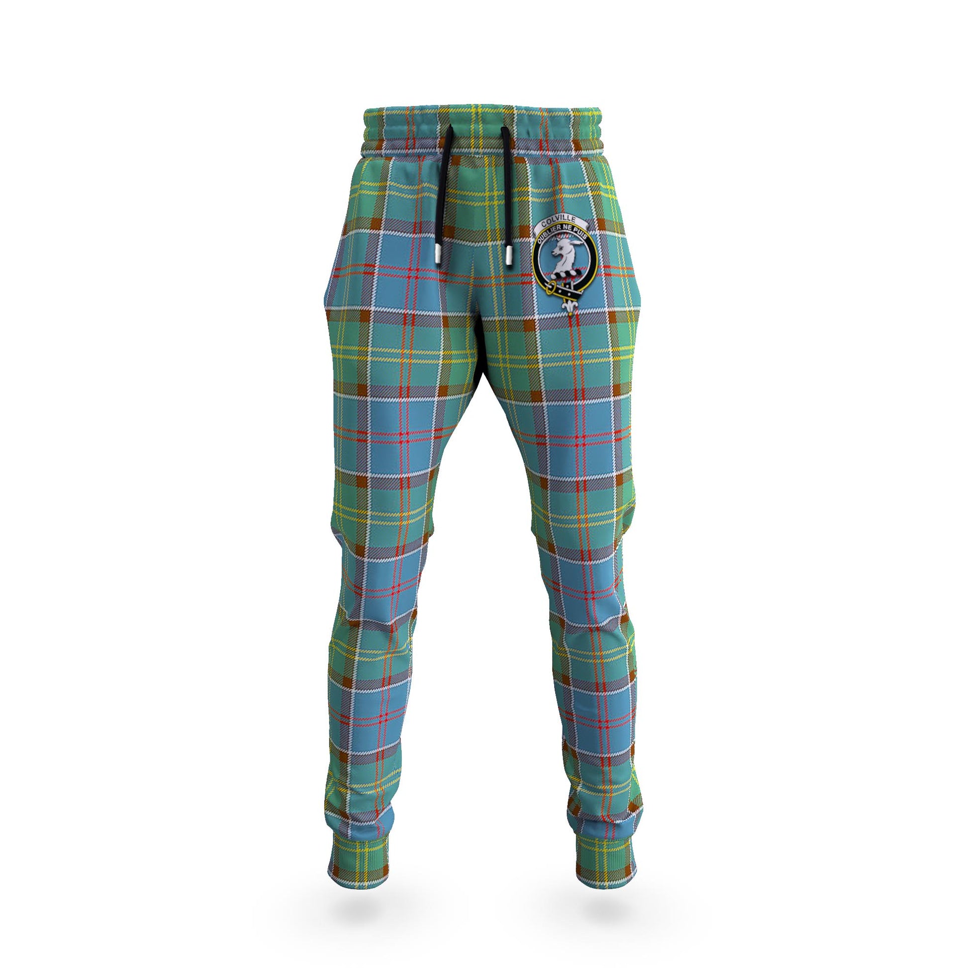 Colville Tartan Joggers Pants with Family Crest 5XL - Tartan Vibes Clothing